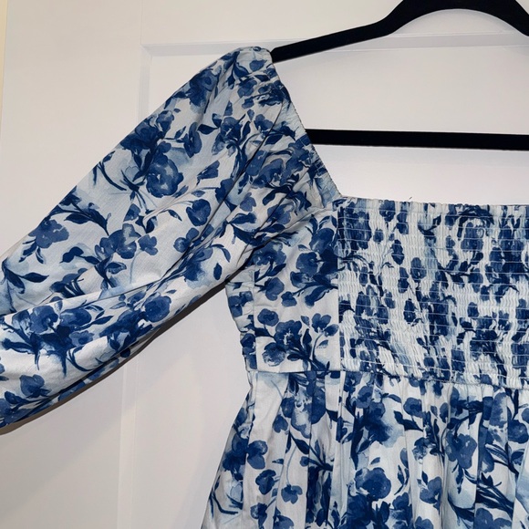 Like-new! A & F Blue Floral Puff-Sleeve Women’s Dress - Picture 9 of 10